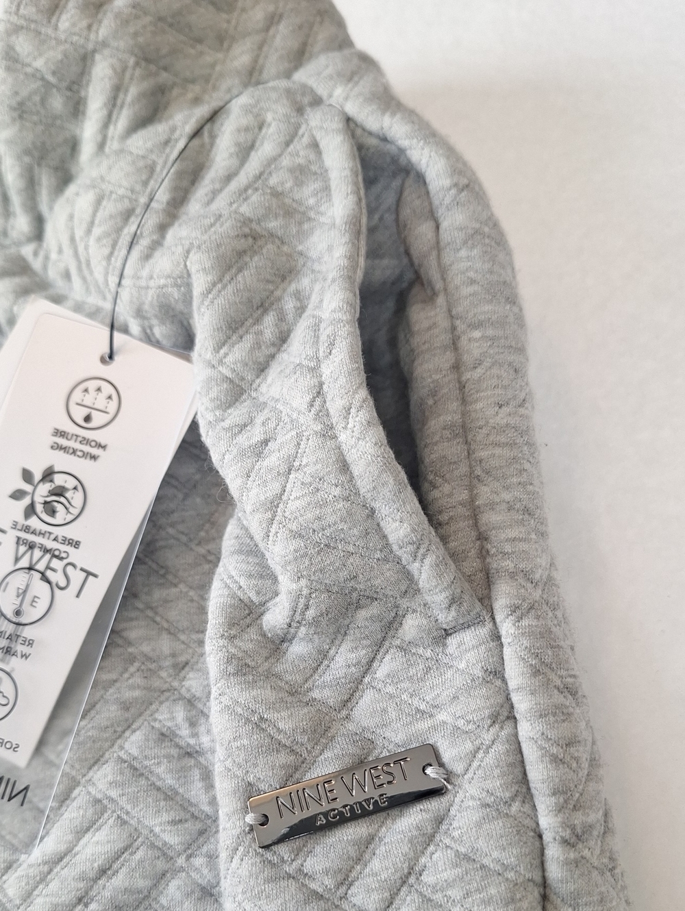 Nine West Light Gray Quilted Jogger Sweatpants - Picture 6 of 9